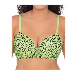 No Boundaries Juniors’ Neon Green Sexy Leopard Print Bra – Size 32C Comfortable